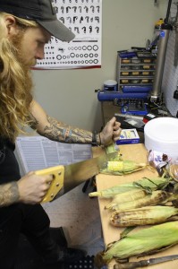 Hand built corn on the cob miters by Chicago framebuilder Jesse Hautau. 